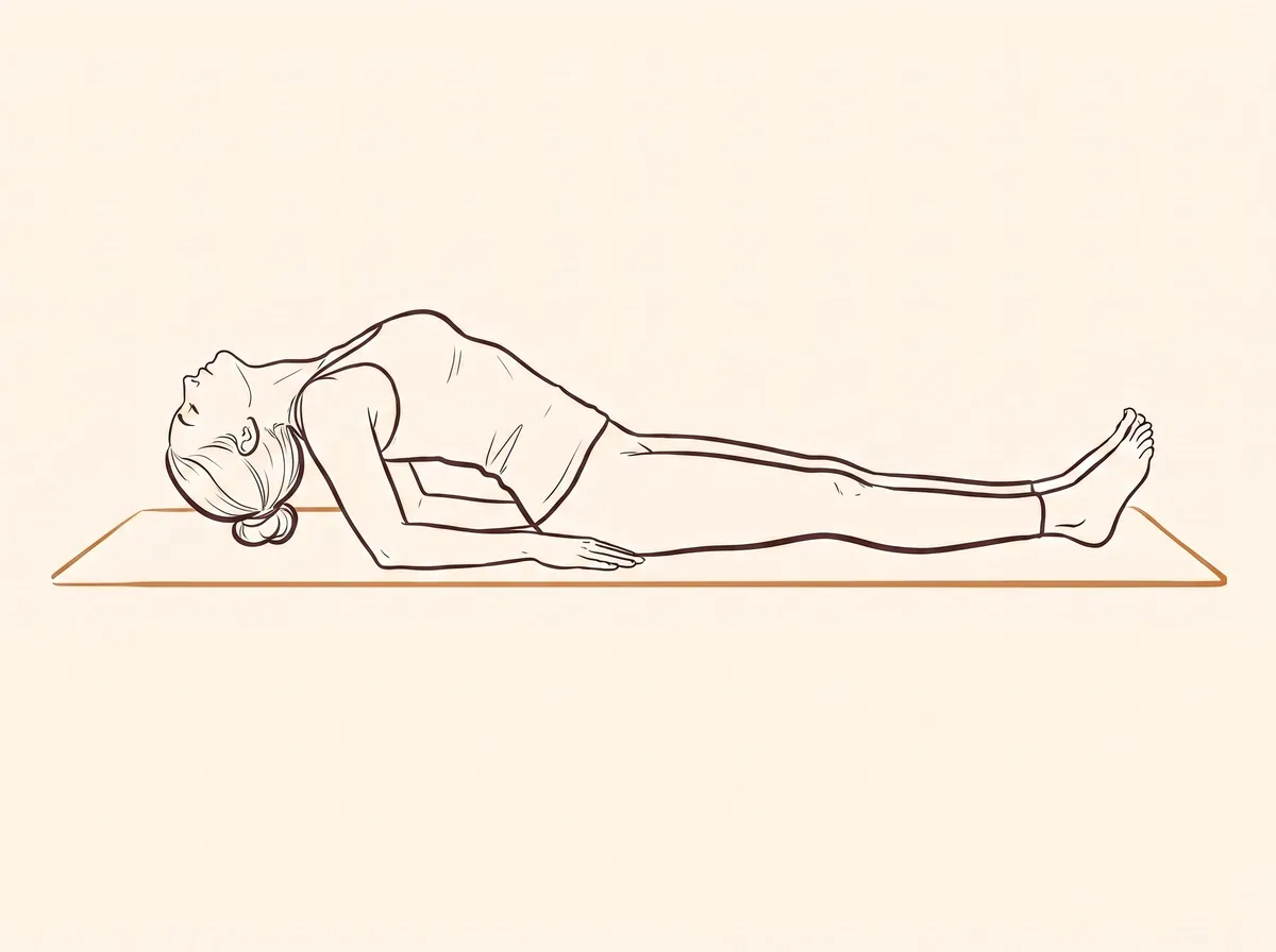 Ink line drawing of Fish Pose with Straight Legs (Matsyāsana) - final position