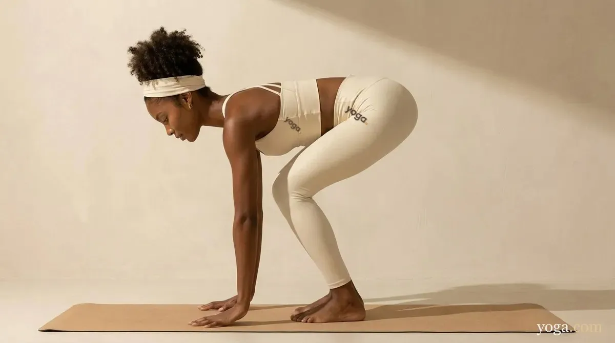 Easy Forward Bend Pose with Legs Half Bent (Uttānāsana) - by Hannah Cole
