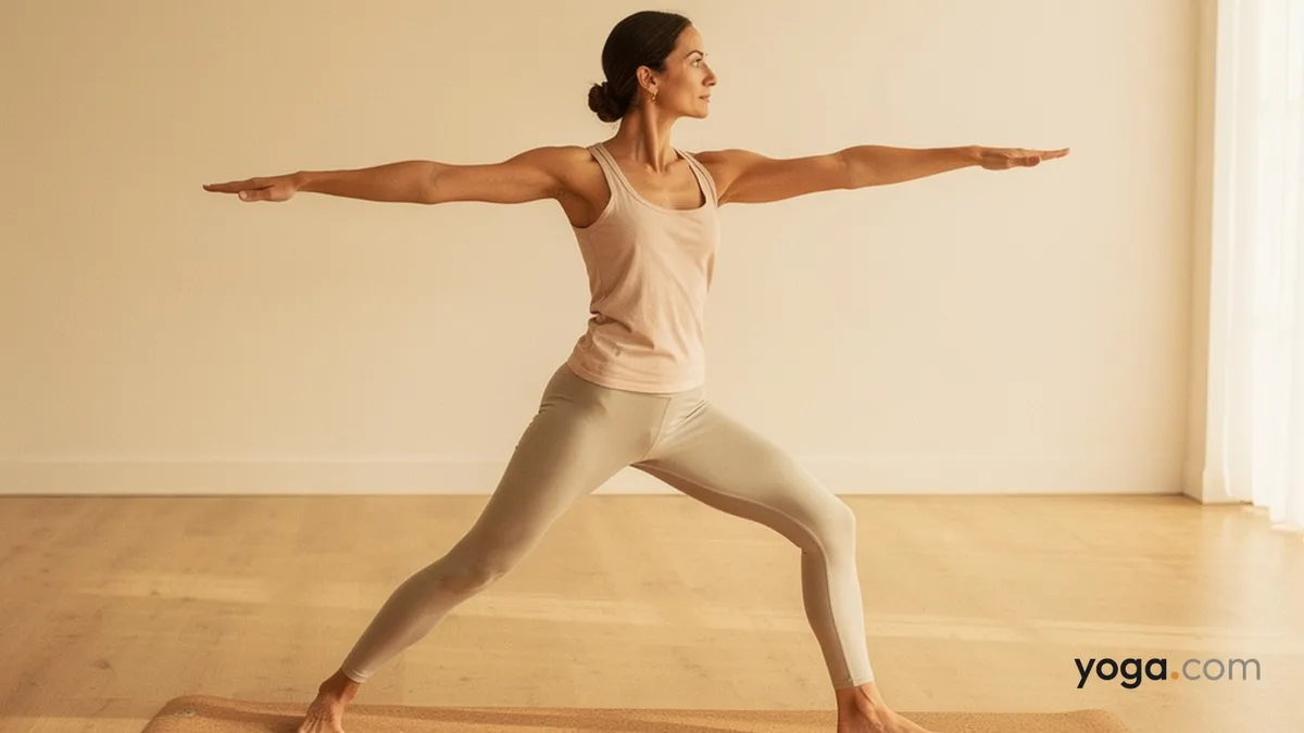 Warrior Pose with Left Leg Forward, Right Leg Straight (Vīrabhadrāsana II (left leg forward)) — pillar item
