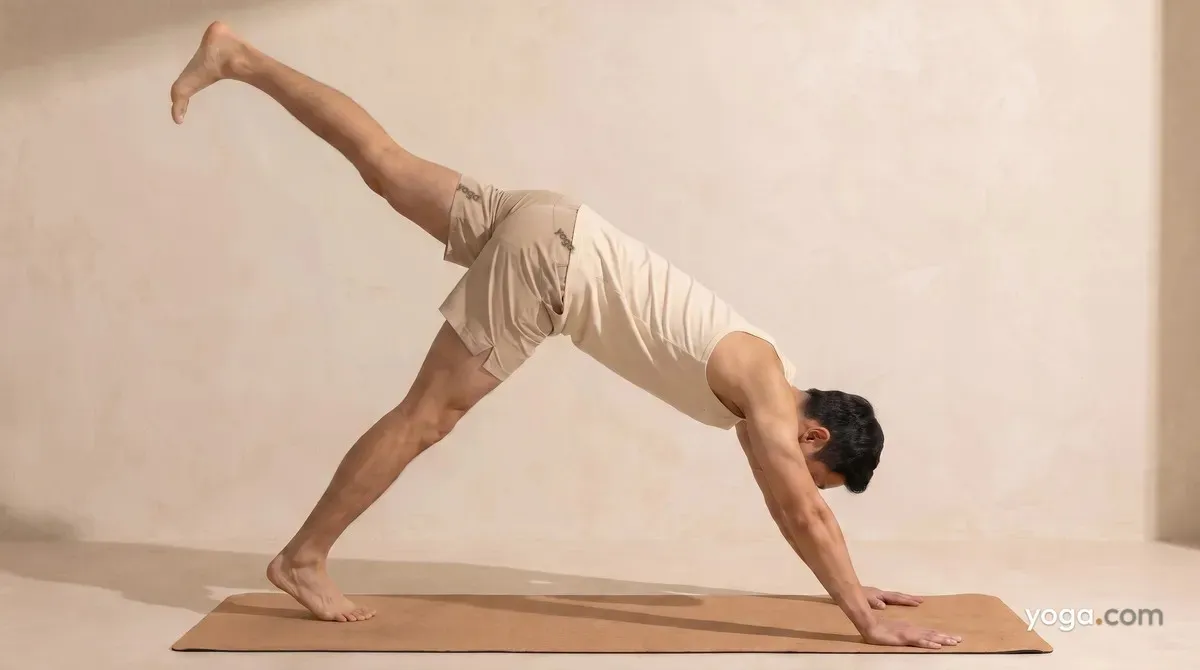 Downward-Facing Dog Pose with Right Leg Up (Adho Mukha Śvānāsana) - by Marvin Ocampo