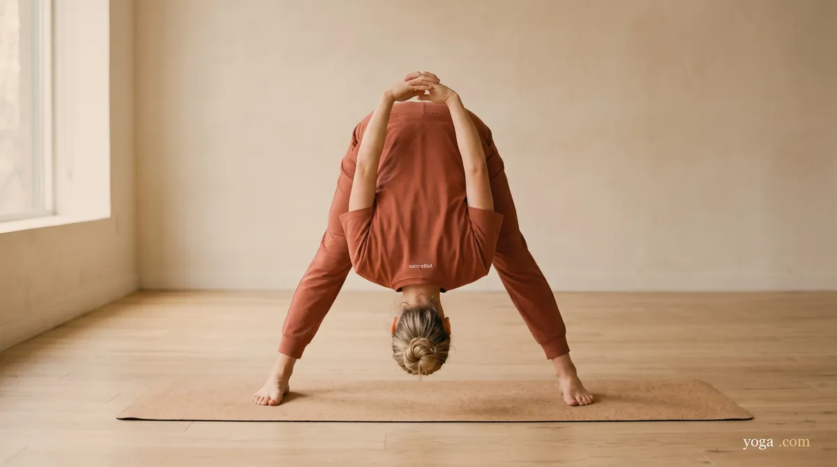 Wide-Legged Forward Bend with Hands Lock (Prasārita Pādottānāsana) - article