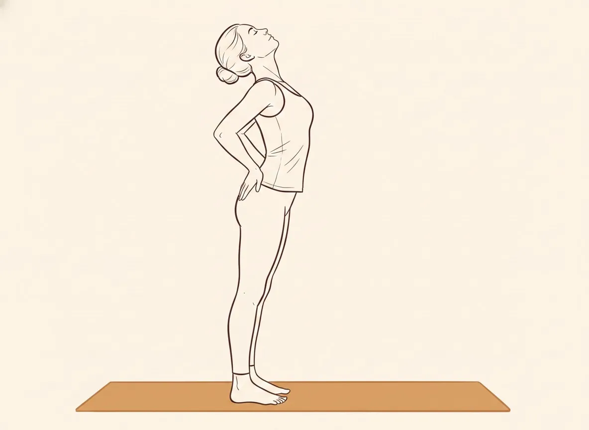Ink line drawing of Half Wheel Pose (Ardha Cakrāsana) - final position
