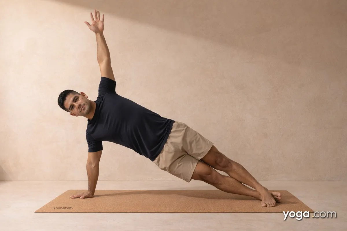 Half Side Plank Pose on Right Hand with Legs Crossed (Vasiṣṭhāsana) - tag item