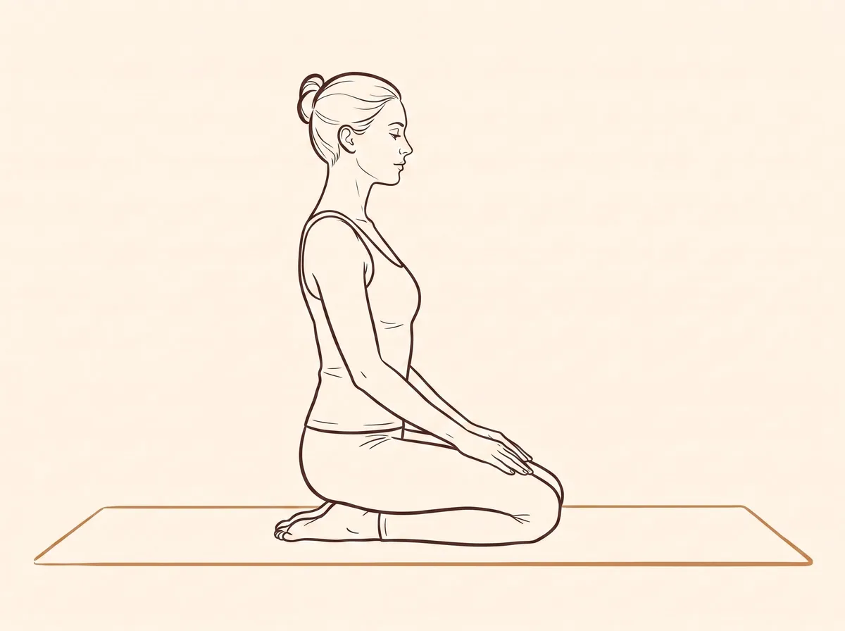 Ink line drawing of Diamond Pose (Vajrāsana)