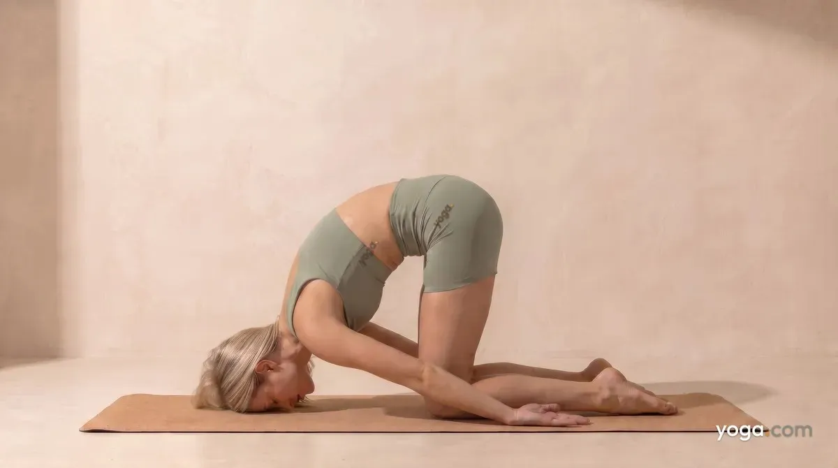 Hare Pose with Thighs Forward and Arms Alongside Legs (Śaśāṅkāsana) - by Hannah Cole