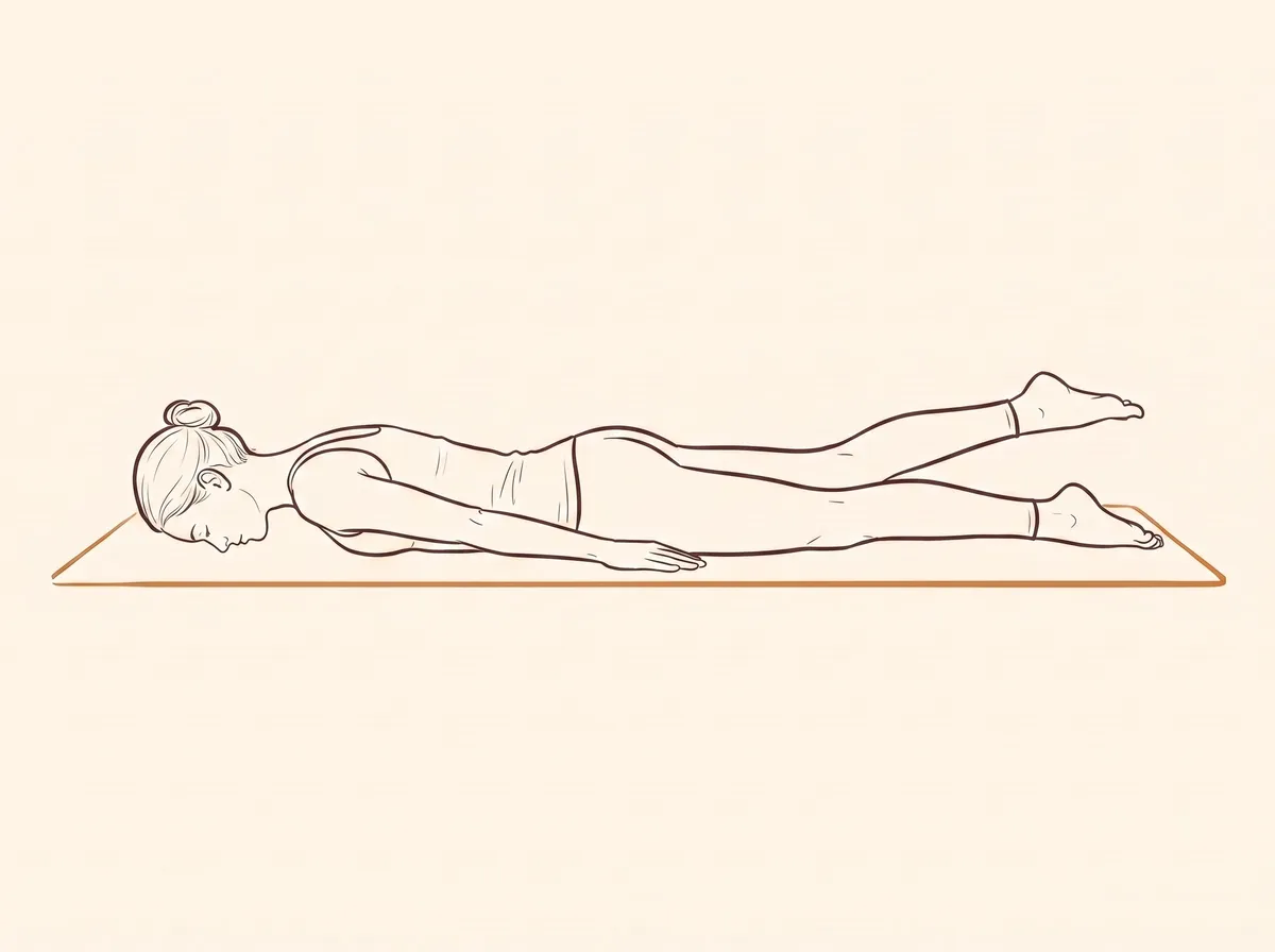 Ink line drawing, step 2: The woman begins to lift her straight left leg slightly off the mat while keeping her hips completely grounded.