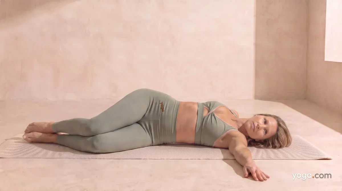 Rotation Pose with Legs to the Right (Jāṭhara Parivartanāsana) - by Hannah Cole