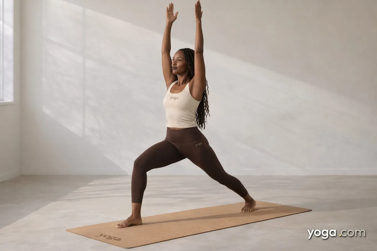 Warrior Pose on Half-Bent Left Leg (Vīrabhadrāsana I) - tag item