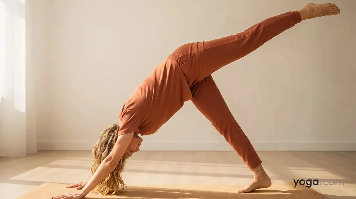 Downward-Facing Dog Pose with Left Leg Up (Eka Pāda Adho Mukha Śvānāsana)
