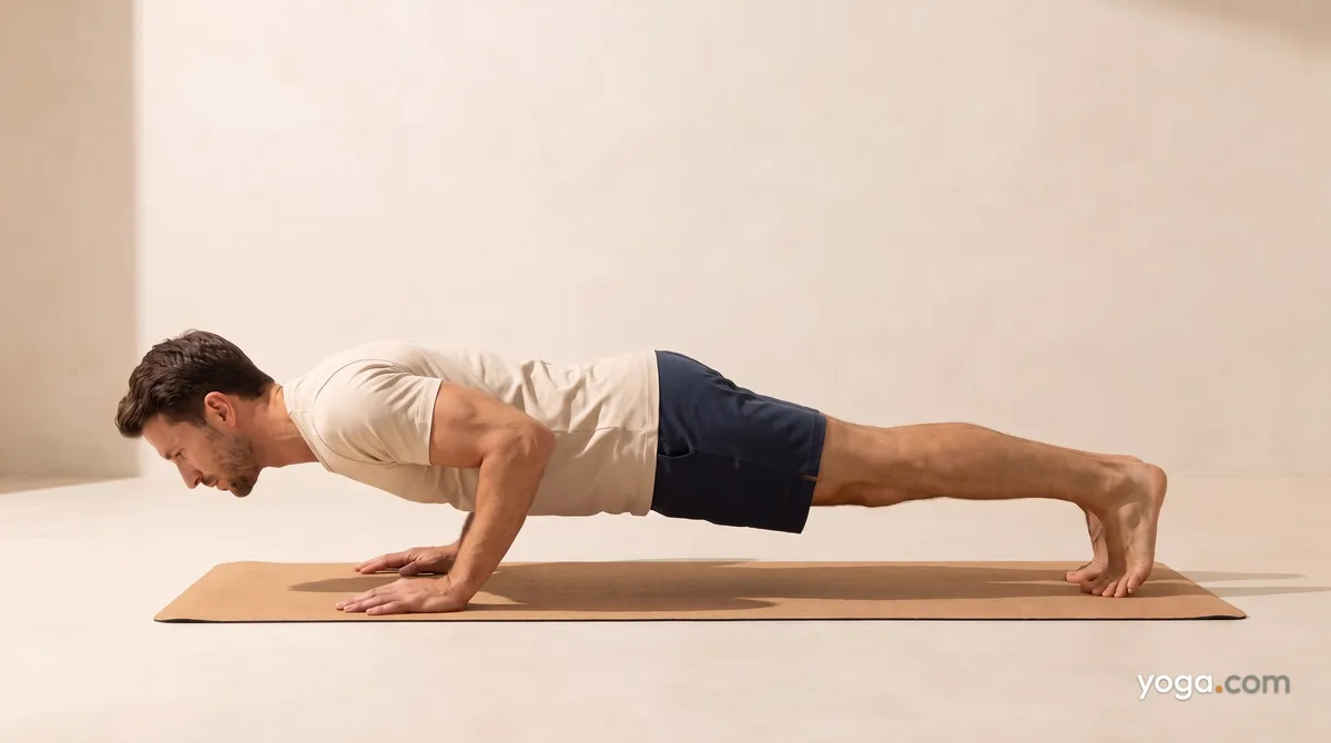 Four-Limbed Staff Pose (Catvāri Daṇḍāsana) - by Hannah Cole